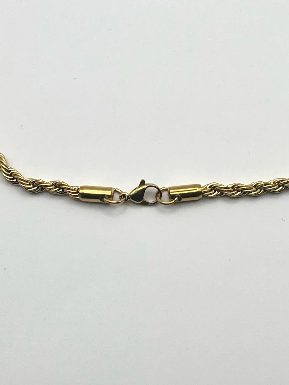 18K Gold PVD Plated 4mm Rope Chain 22” Stainless Steel Necklace
